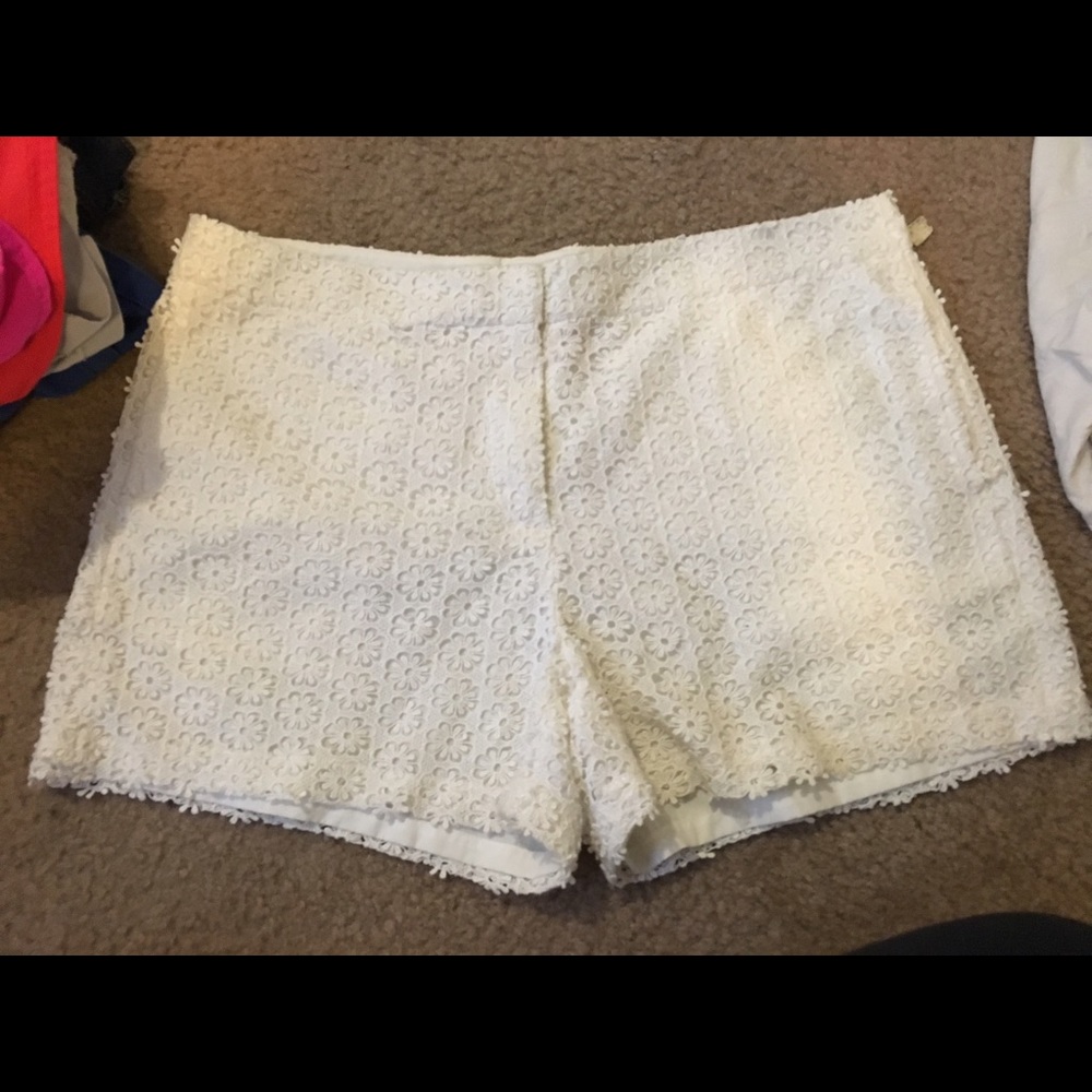 White lace shorts