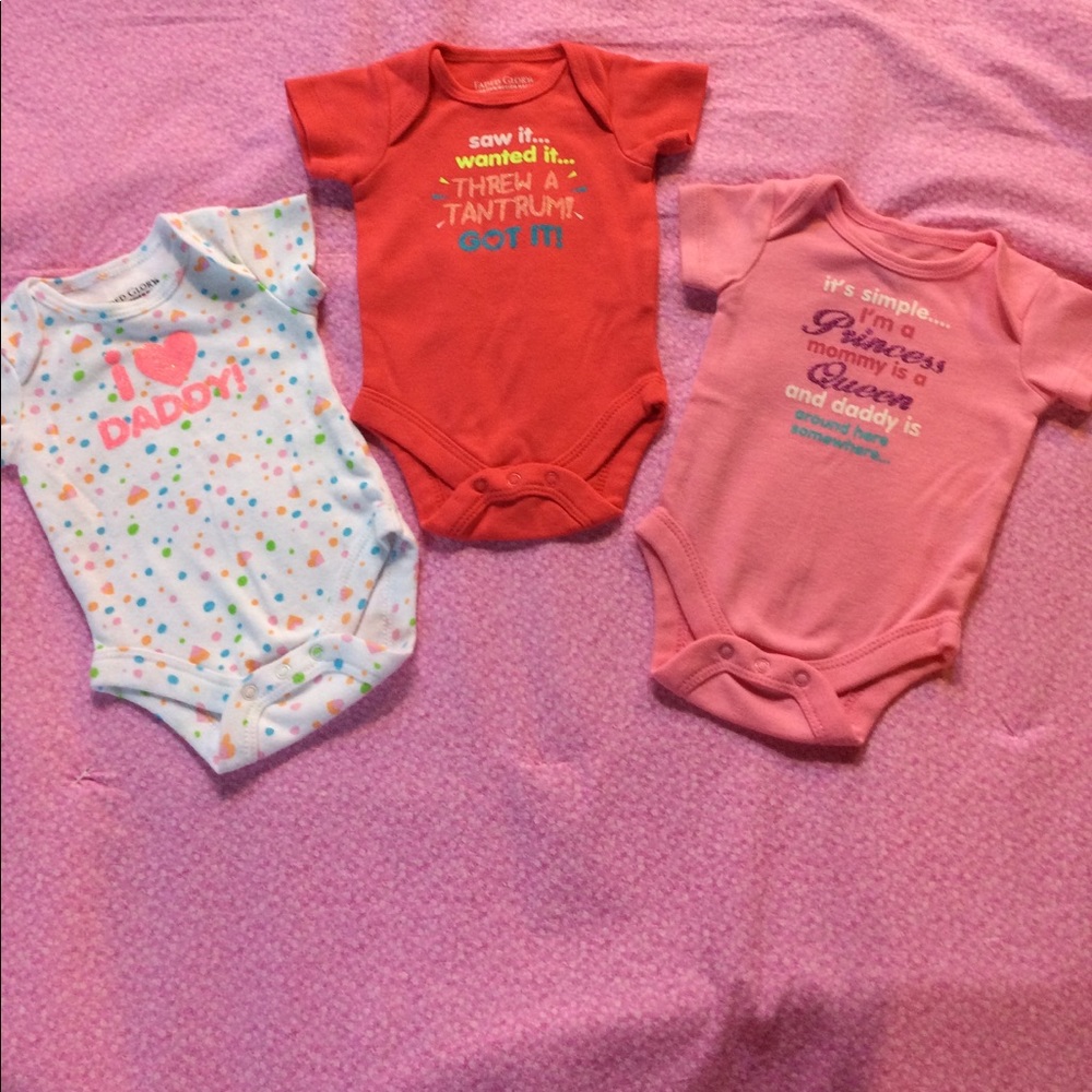 3 Newborn Faded Glory onesies