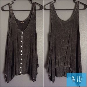 Charcoal Acid Wash Button Down Swing Tank