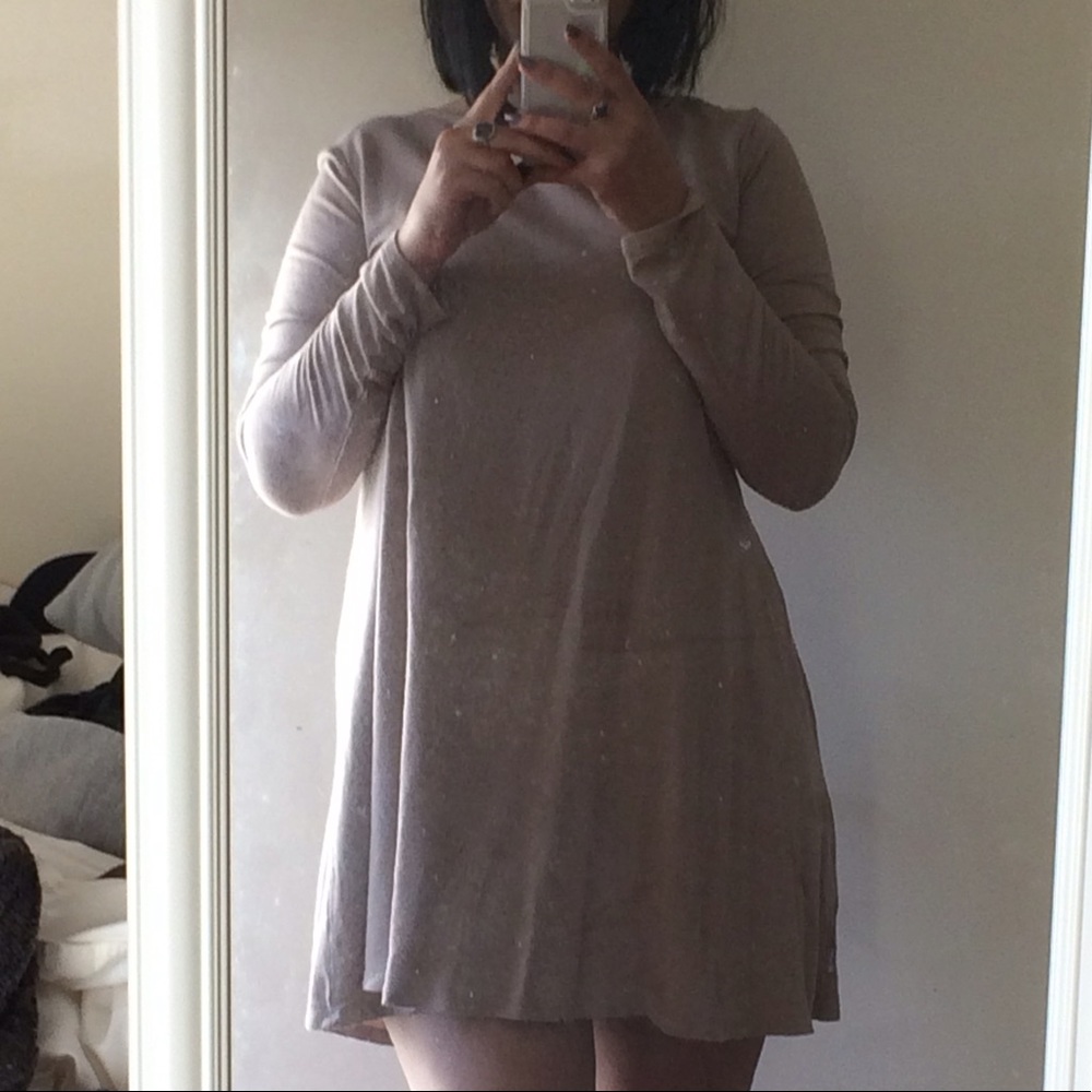 Nudey beige full sleeve shift dress