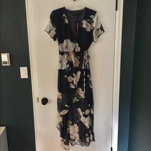 Navy Floral Wrap Dress