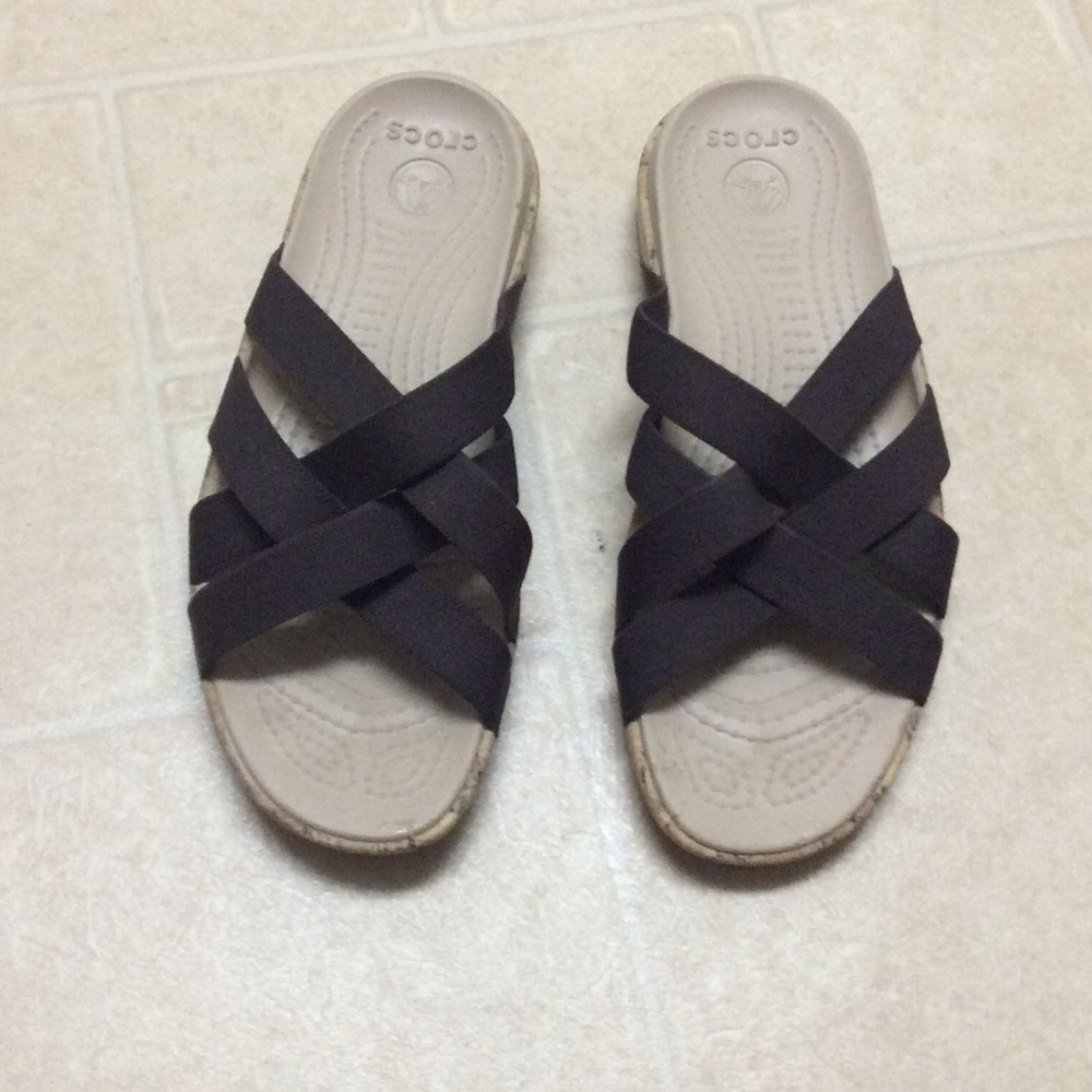 Crocs stretch slip on sandals brown size 8 W