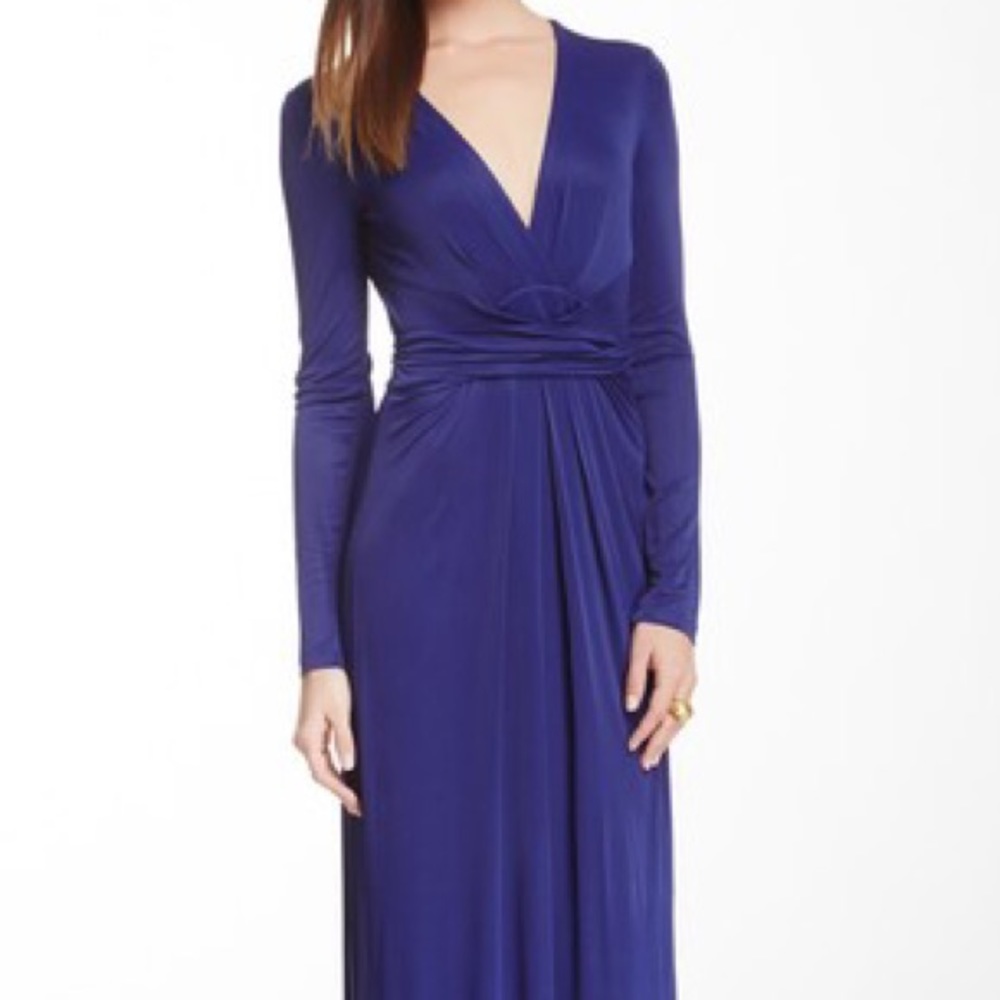 BCBGMAXAZRIA Pearl Long Sleeve Jersey Maxi Gown
