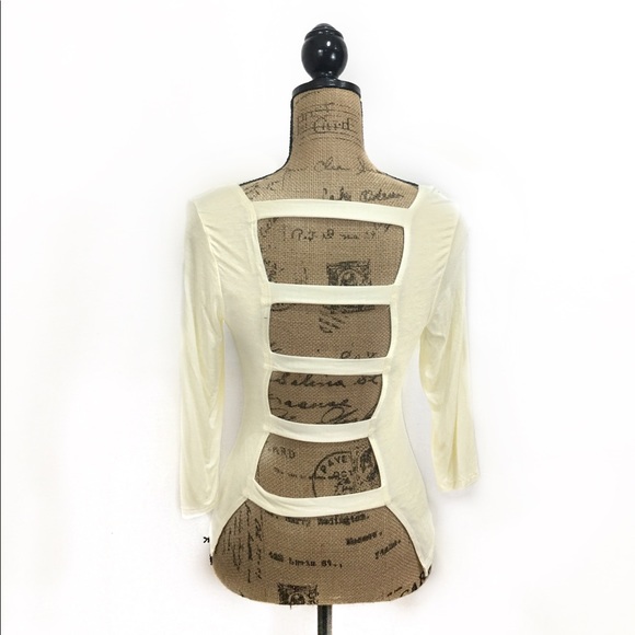 Double Zero Tops - Strappy open back 3/4 sleeve top