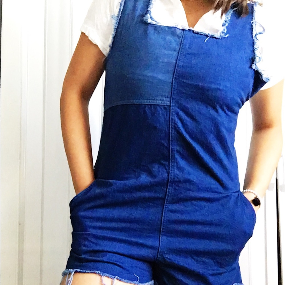 ZARA distressed overalls