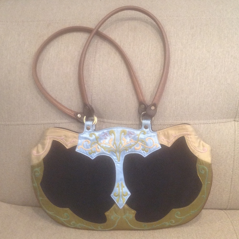 Oovoo Swede  Embroidered Handbag