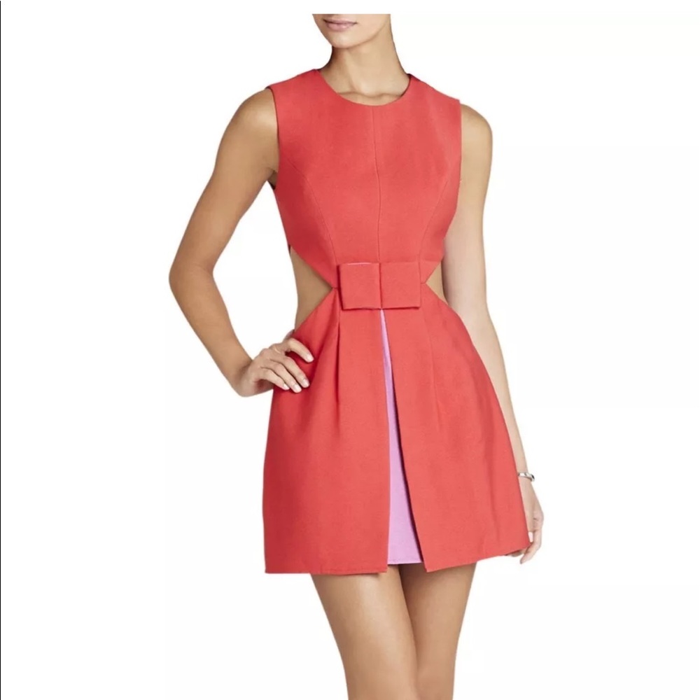 BCBGMAXAZRIA Coral Cocktail Cut Out Dress