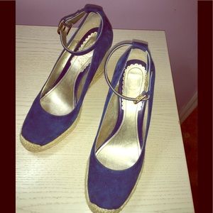 Franco Sarto Blue Suede platform espadrilles