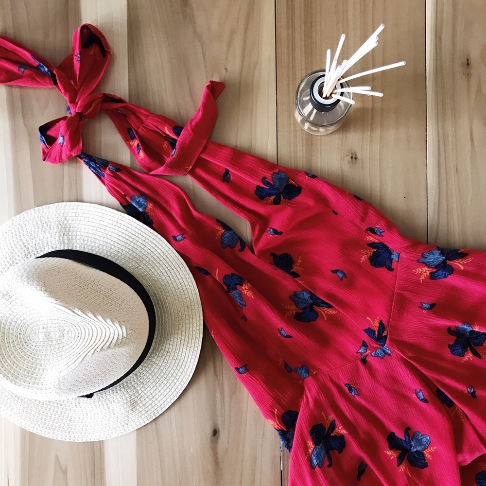 Free People Red Floral Romper