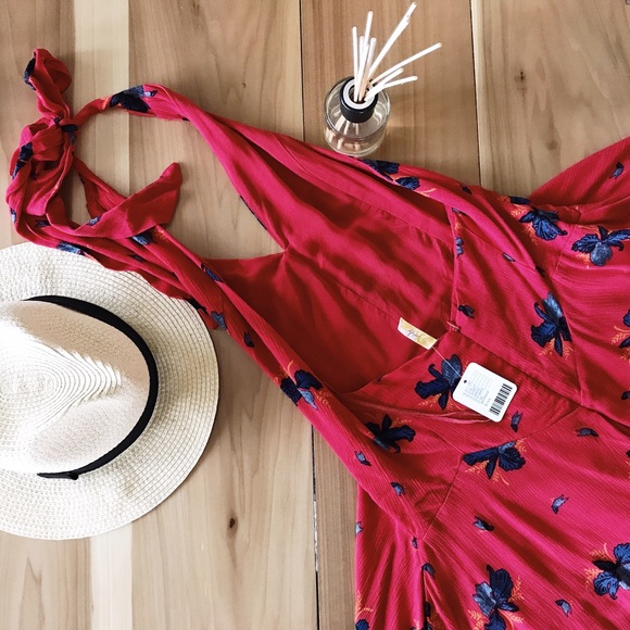 Free People Red Floral Romper - Picture 2 of 5