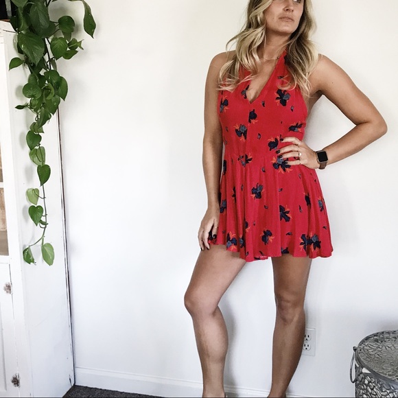 Free People Red Floral Romper - Picture 5 of 5