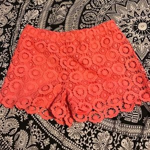 Coral lace shorts