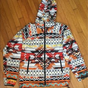 * MUST GO* Aztec print zip up rain  jacket