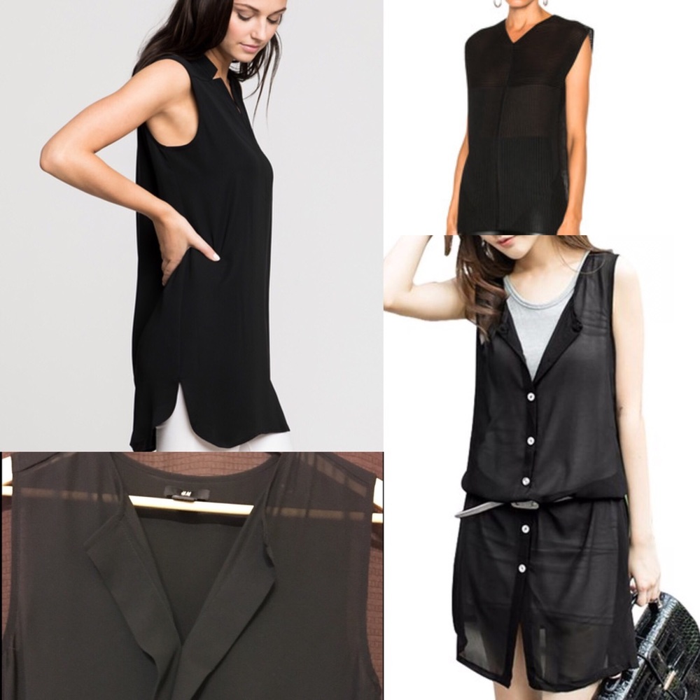 H&M Long Sheer Crepe Tunic. Black.