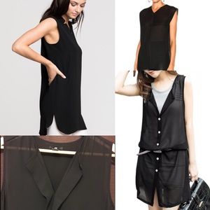 H&M Long Sheer Crepe Tunic. Black.