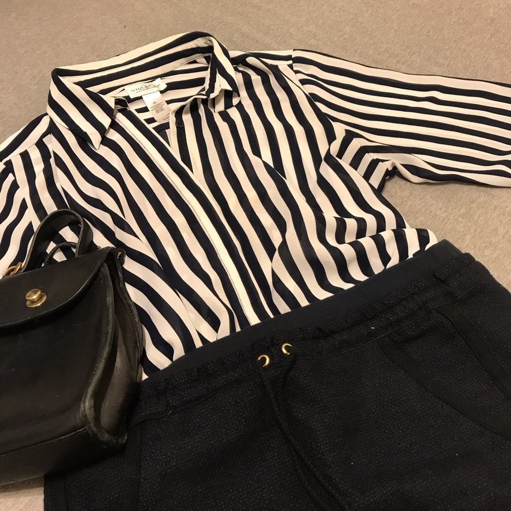 🦄Stripe long sleeve chiffon dress shirt