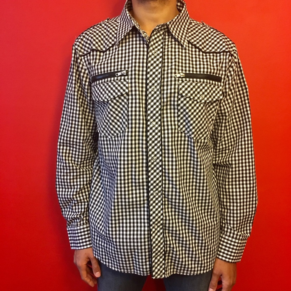 NWOT gingham collared shirt