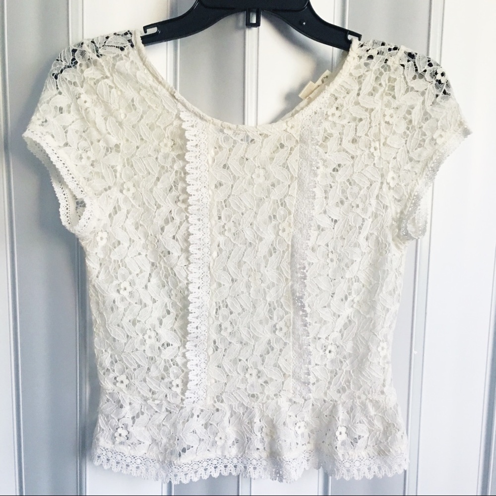 Lace detail white blouse
