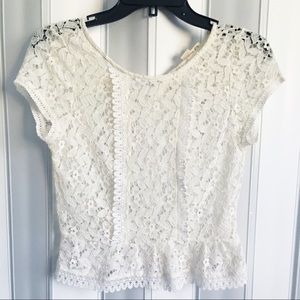 Lace detail white blouse