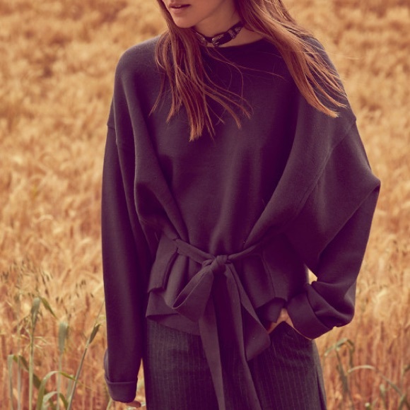 Knit Sweater with Front Tie - Picture 1 of 5