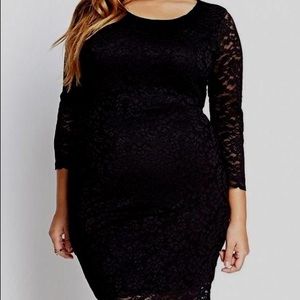 Black lace floral bodycon dress