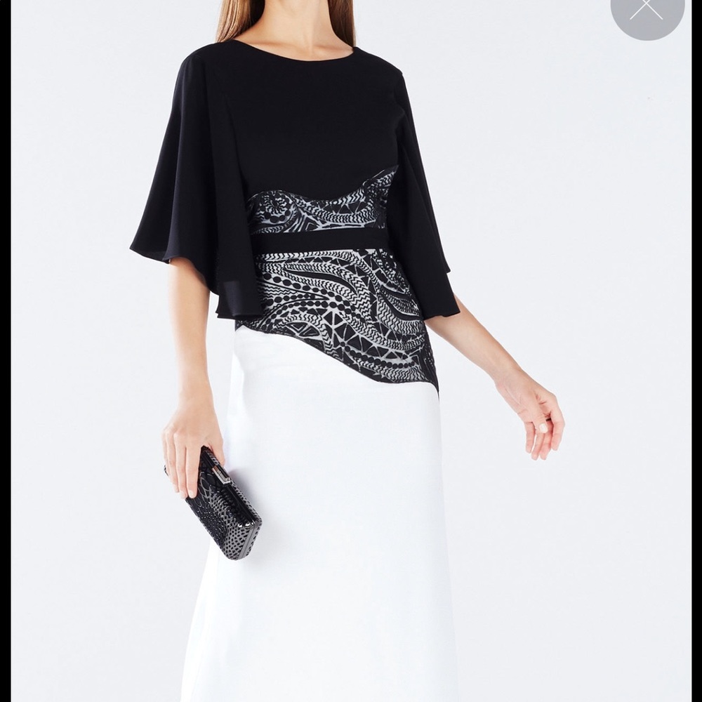 BCBG Embroidered Lace Appliqué Gown