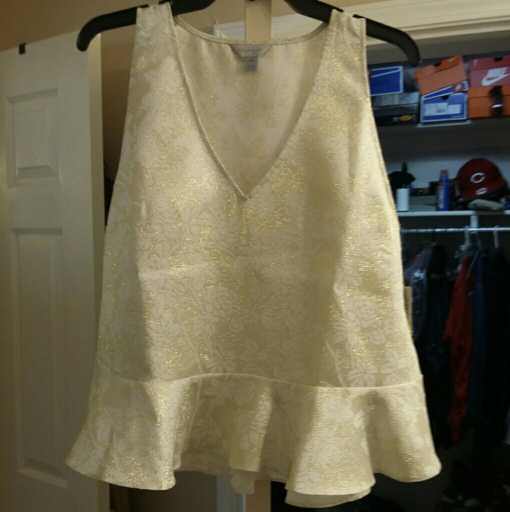 Gold and white peplum top.. xlarge