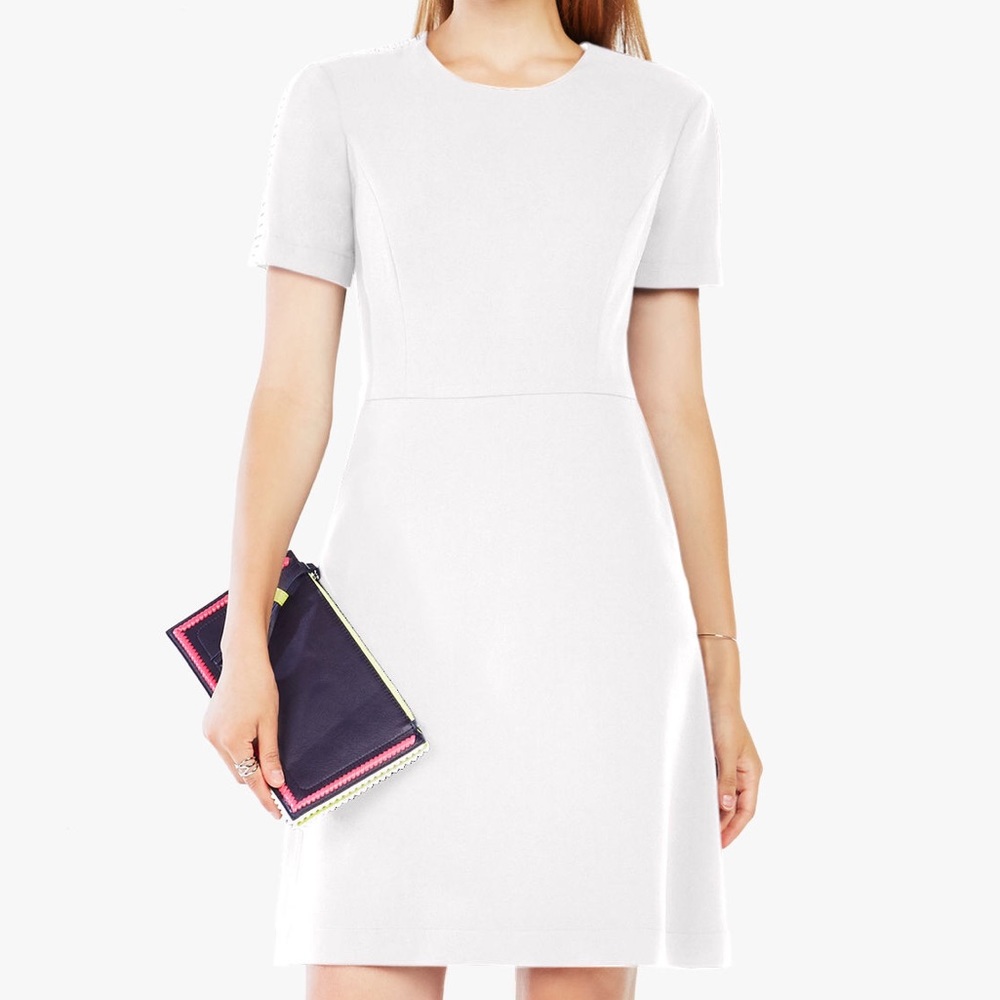 SOLD!!! BCBGMAXAZRIA White Short Sleeve Dress