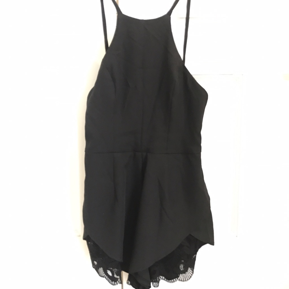 LF Black Open Back Romper