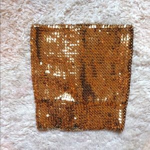 Gold sequin tube top