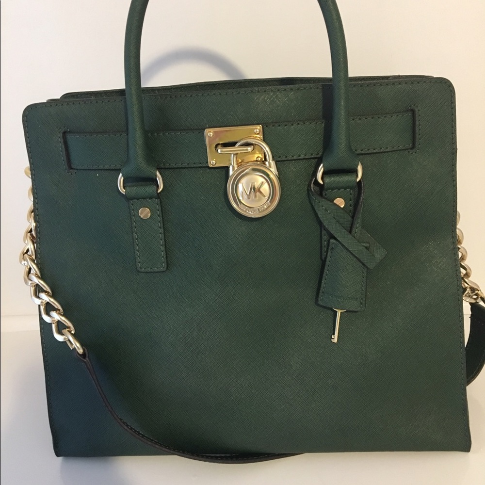 Michael Kors Hunter Green Large Saffiano Hamilton