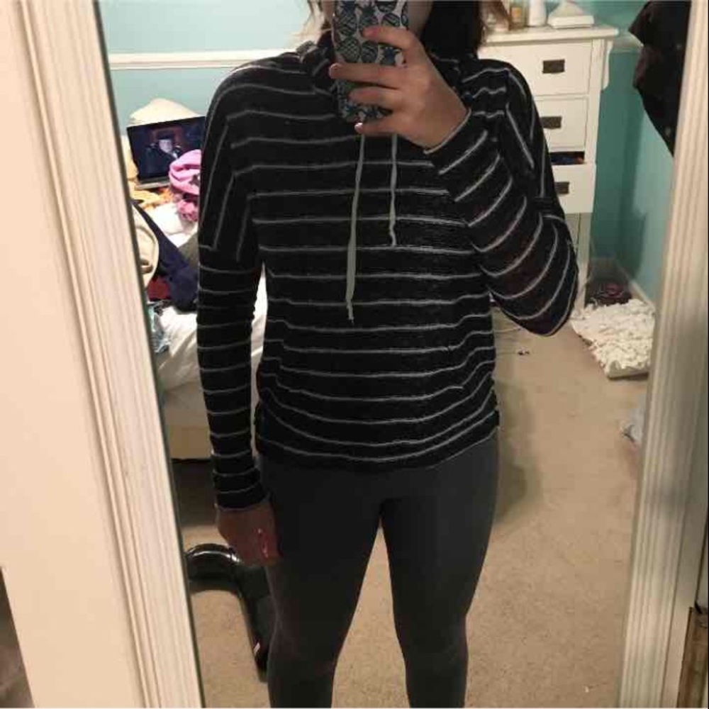 Black and white striped lightweight sweater