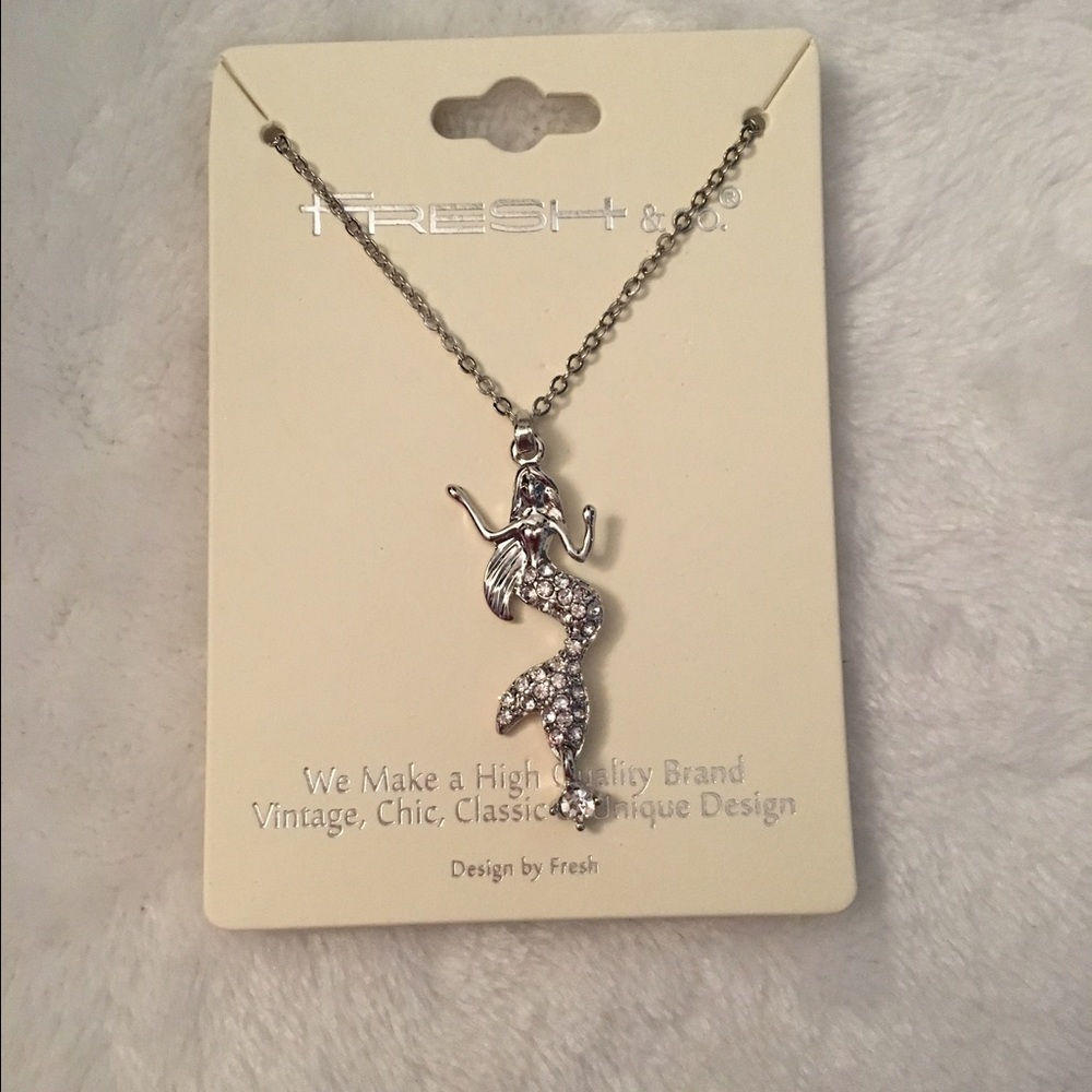 Silver and Crystal Mermaid Necklace
