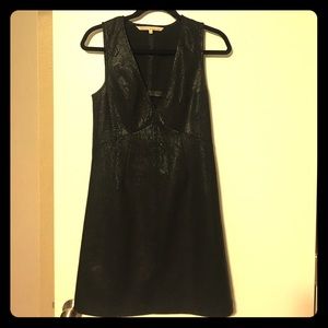 Mini black snake print low V cut Rachel Roy dress