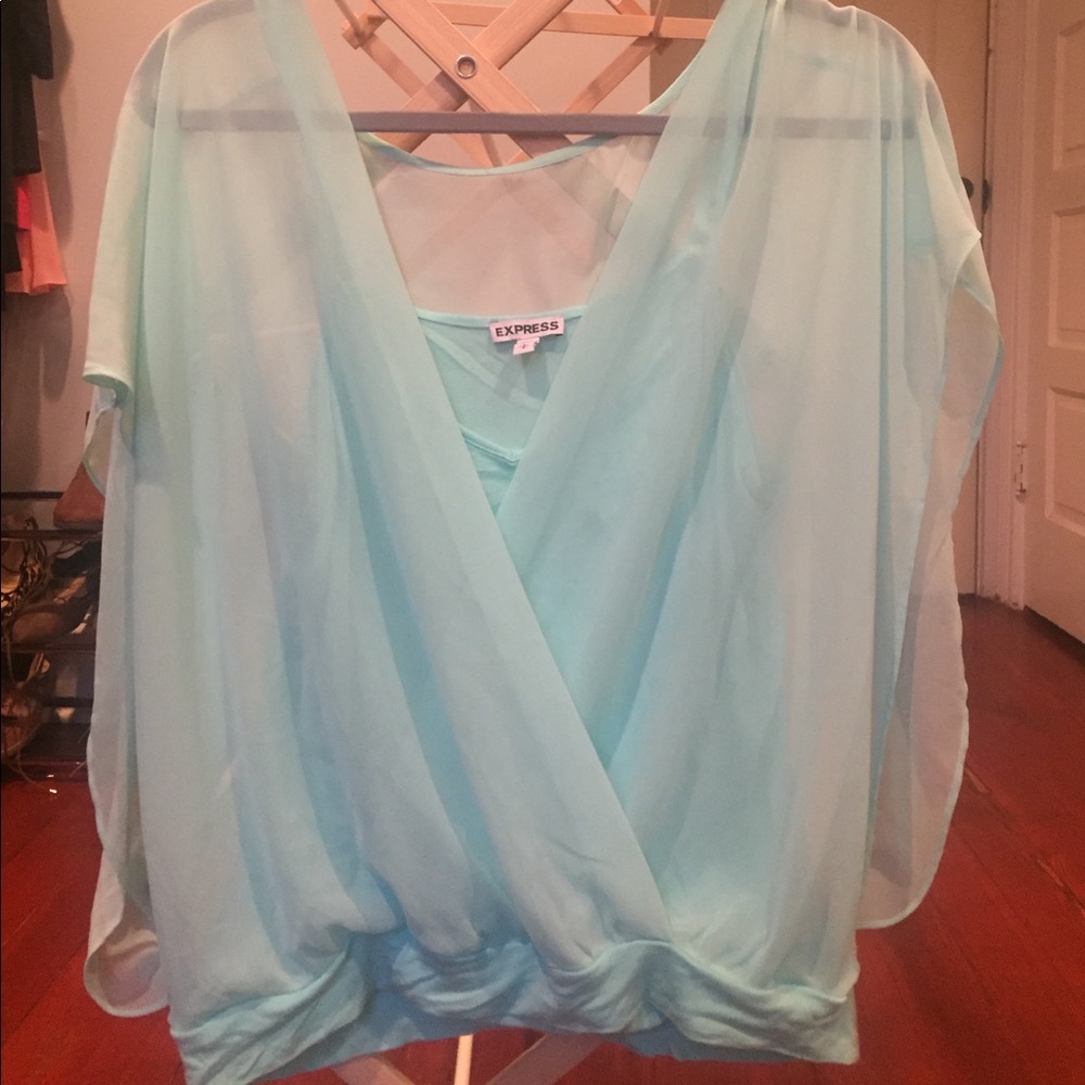 Sea green/Aqua capped sleeve top