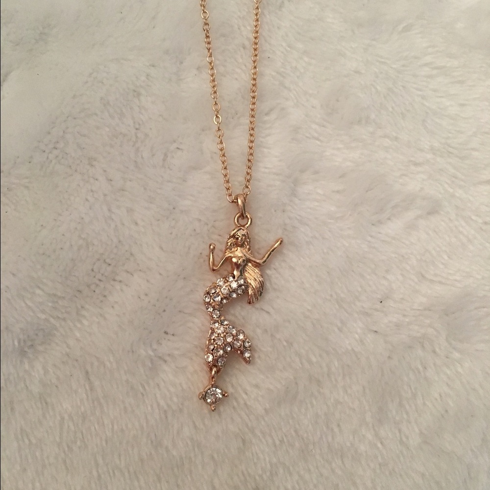 Gold and Crystal Mermaid Necklace