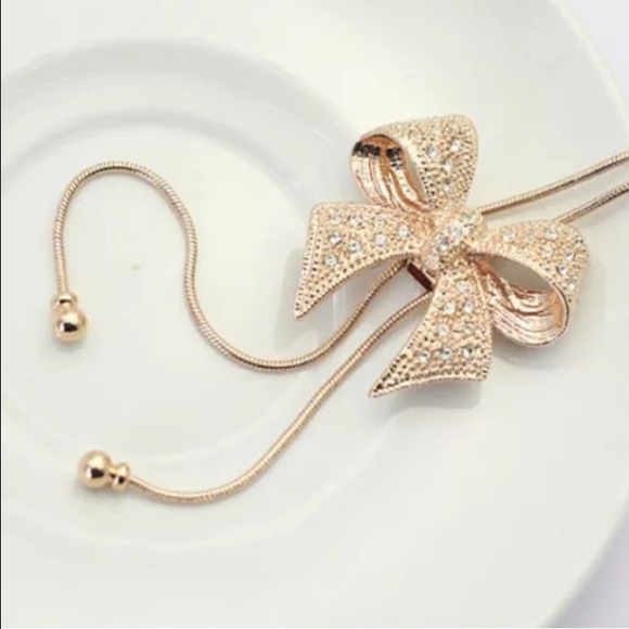 Crystal Rhinestone Bowknot Long Pendant - Picture 2 of 3