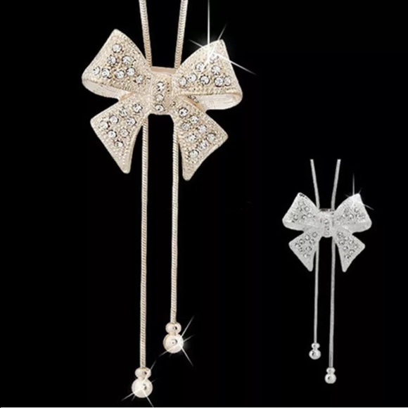 Crystal Rhinestone Bowknot Long Pendant - Picture 3 of 3