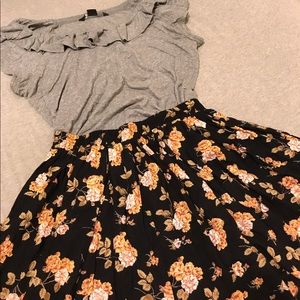 🦄Brandy Melville orange floral a line skirt