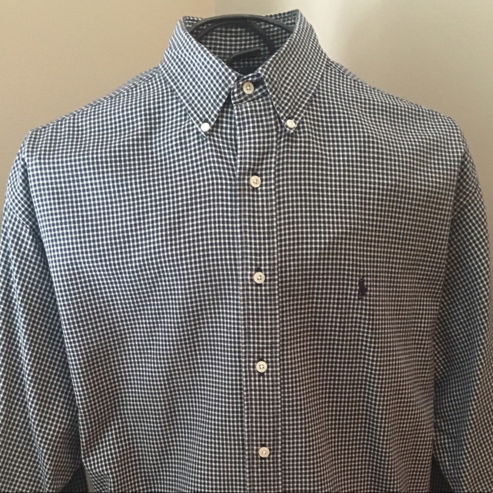 Ralph Lauren navy checked XL Mens polo button down