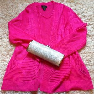 Bright pink cardigan