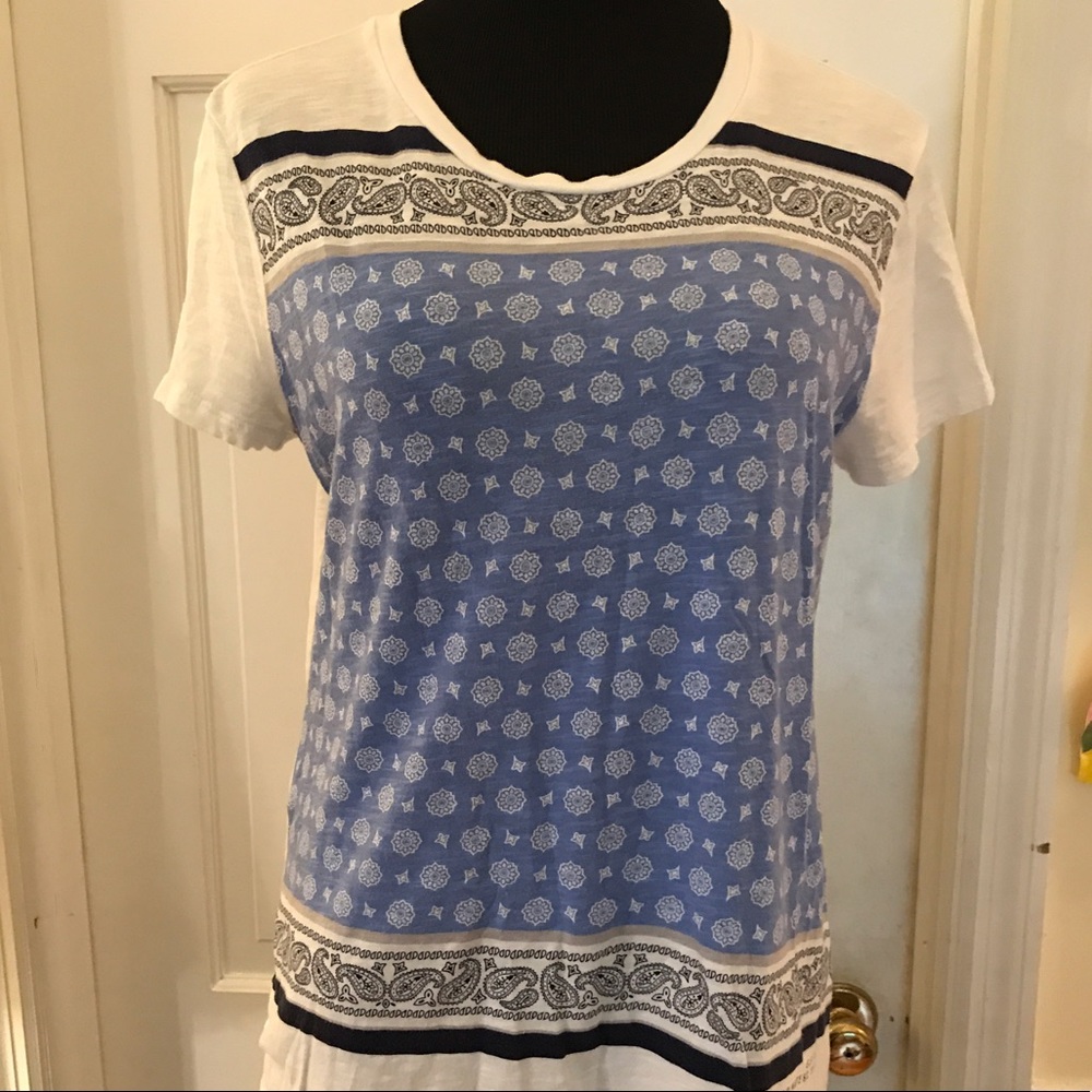 Old Navy blue and white bandana print tee
