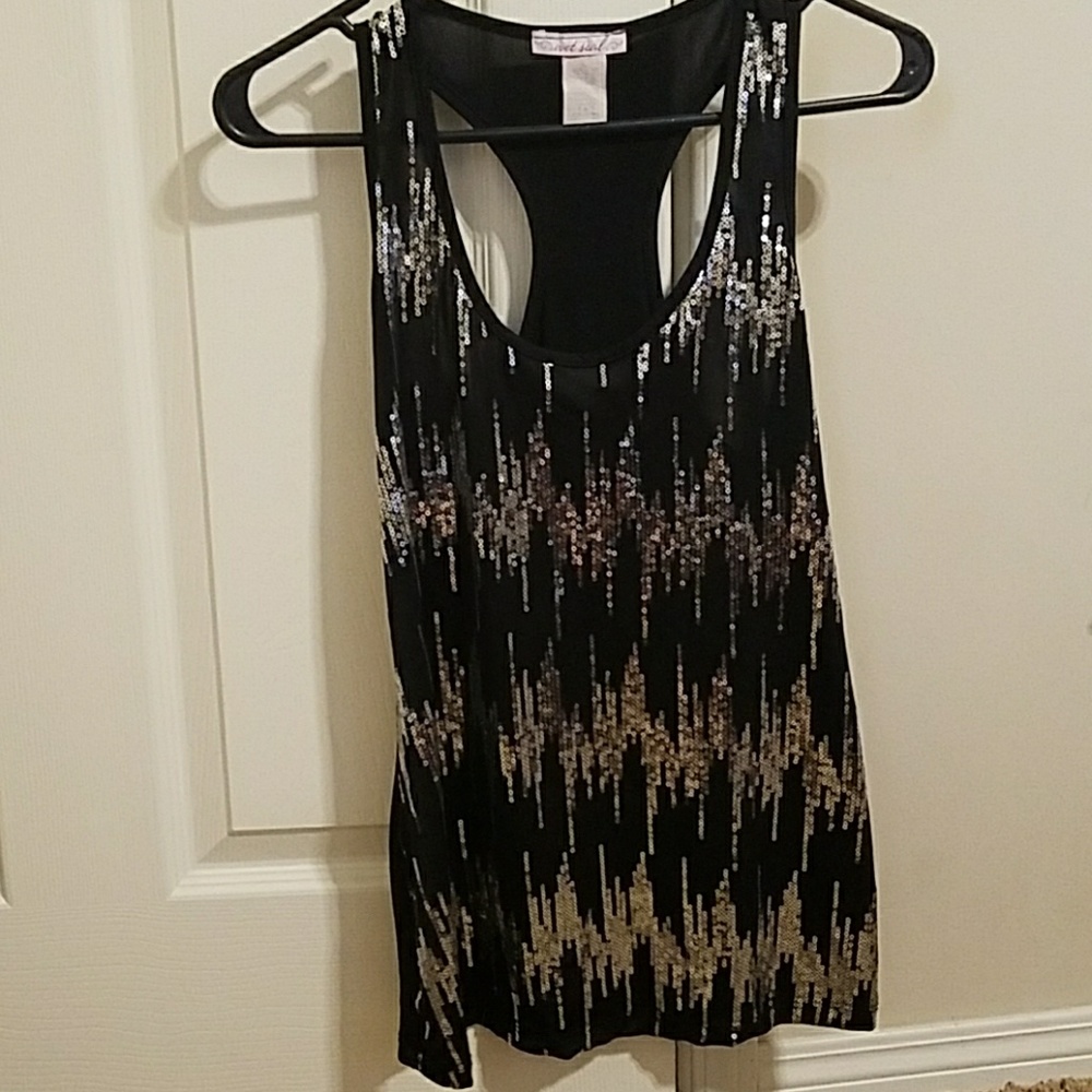 Black and silver sequence blouse