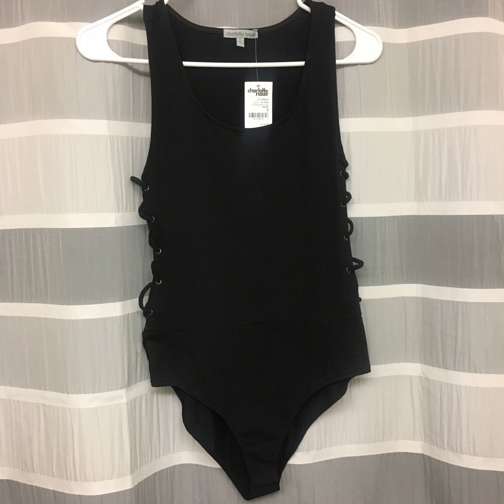 NWT Charlotte Russe lace up sides bodysuit