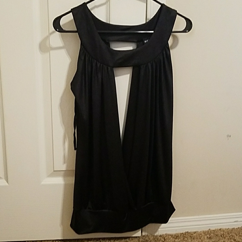 Open front and back black dressy blouse