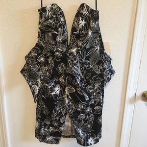 Black and White Plunging Mini Dress