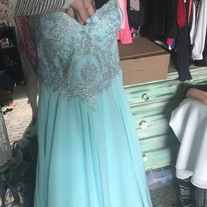 Turquoise prom dress sequenced top!
