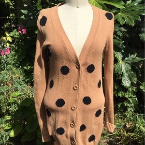 Tan polka dot long cardigan