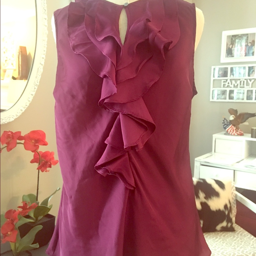 Chaps large sleeveless blouse with ruffles