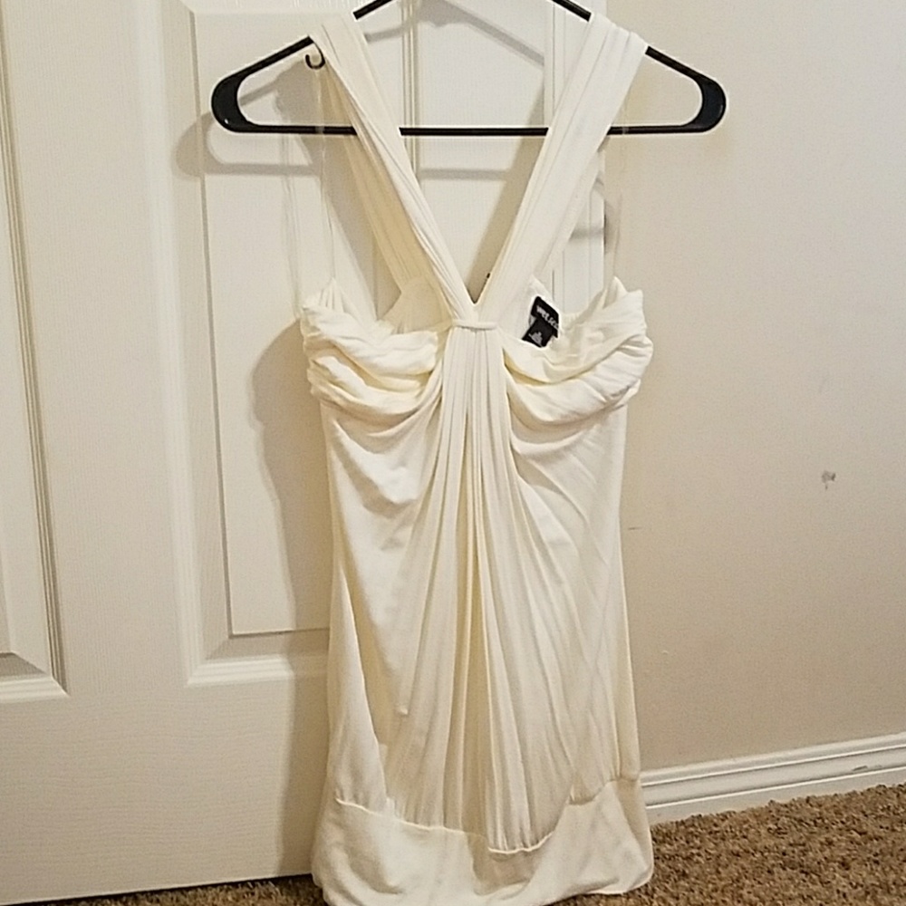 Cream blouse with zipper back